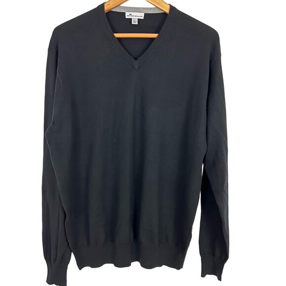 Peter Millar Men's Crown Soft V-Neck Sweater Black Size Large - Picture 1 of 10